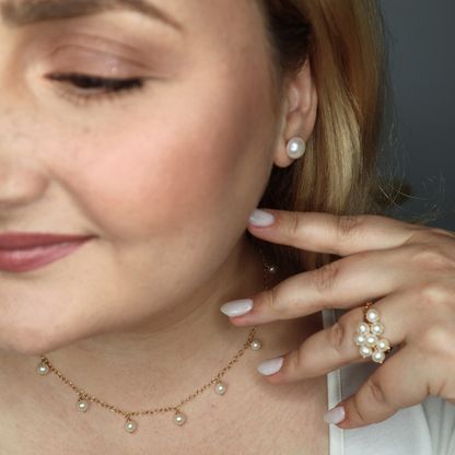 Alba Round Pearl Drops Necklace