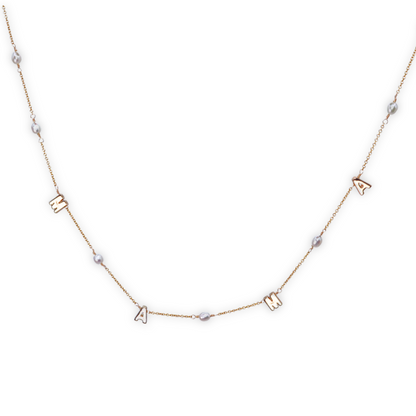 M-A-M-A Pearl Chain Necklace