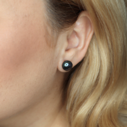 Vivi X-Large (10.5 mm) Black Pearl Stud Earrings