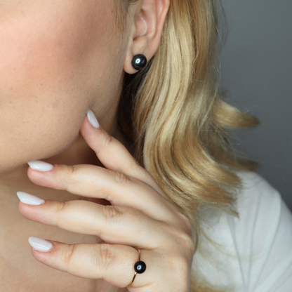 Vivi X-Large (10.5 mm) Black Pearl Stud Earrings