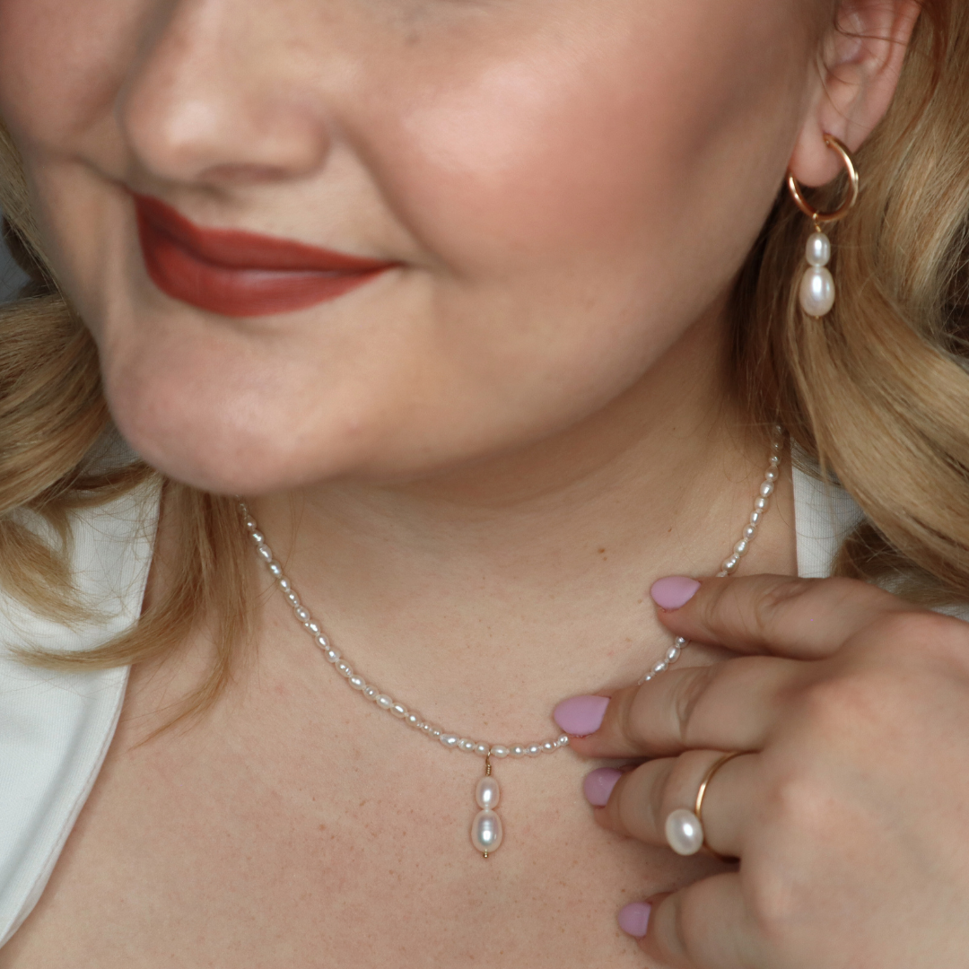 Ella 2 in 1 Double Pearl Hoop Earrings