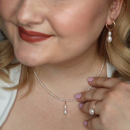 Ella 2 in 1 Double Pearl Hoop Earrings