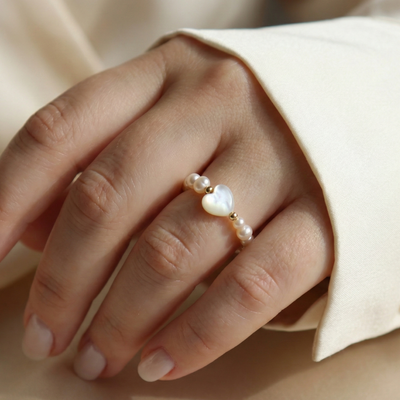 Selene Hearts, Beads and Pearls Ring