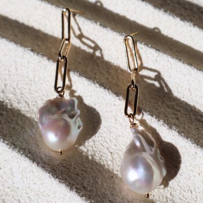 Lucia Long Baroque Pearl Earrings
