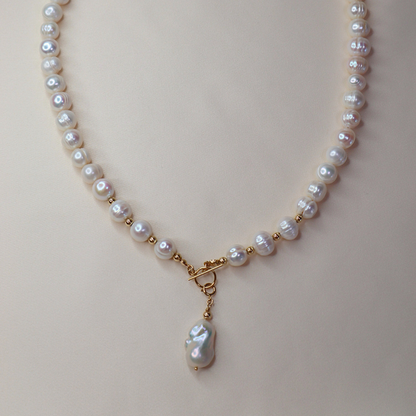 Seraphine 3 in 1 Convertible Large Pearl Necklace with Detachable Baroque Pearl Charm