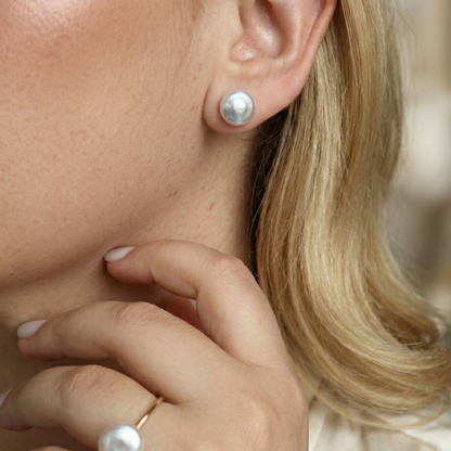 Maya Coin Pearl Stud Earrings