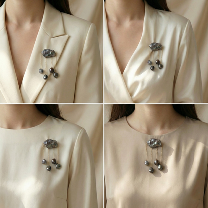 Elara Black Pearl Cloud Brooch