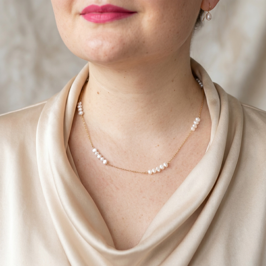 Rhea Cluster Pearl Necklace