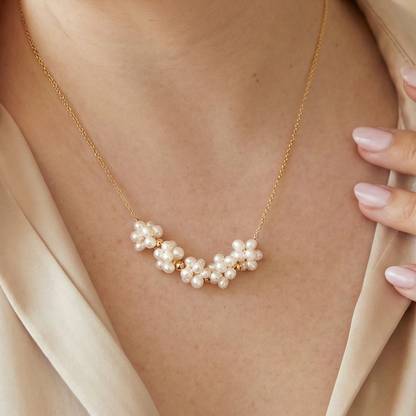 Rosalie Five Pearl Blossom Necklace - Centered