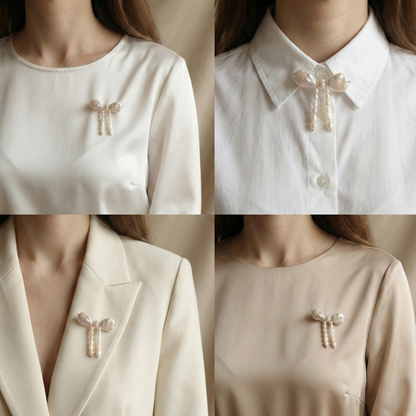 Evelyn Bow Pearl Brooch