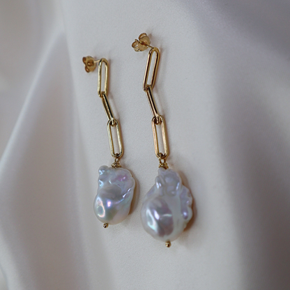 Lucia Long Baroque Pearl Earrings