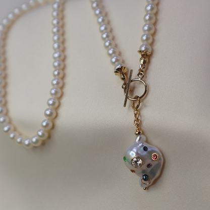 Gemma Bejeweled Baroque Pearl Charm with Clasp
