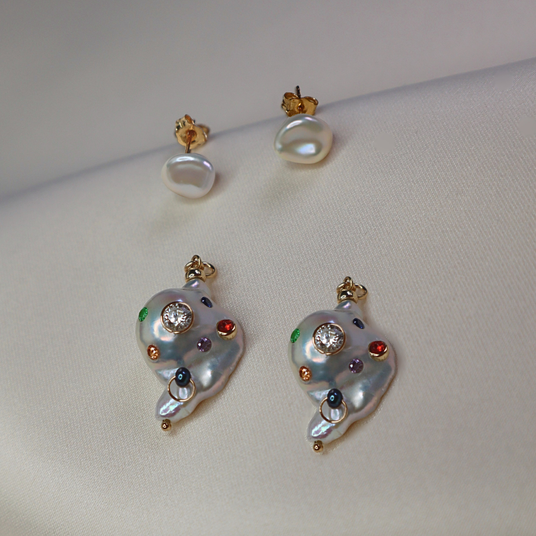 Gemma 3 in 1 Convertible Baroque Pearl Earrings