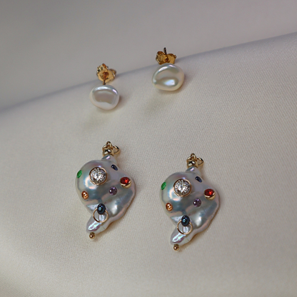 Gemma 3 in 1 Convertible Baroque Pearl Earrings