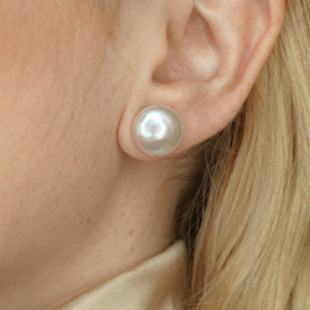 Maya Coin Pearl Stud Earrings