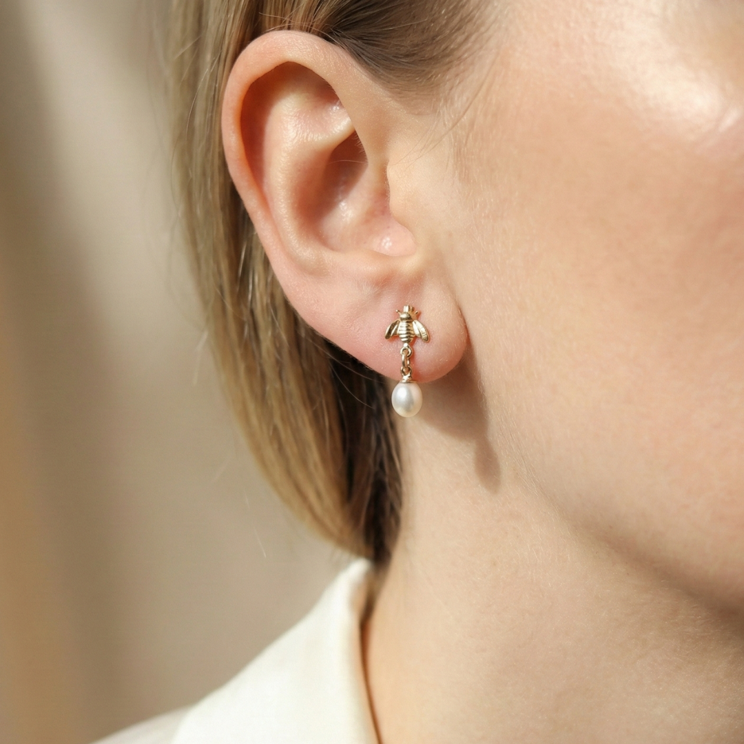 Anyi Bee Stud Pearl Earrings