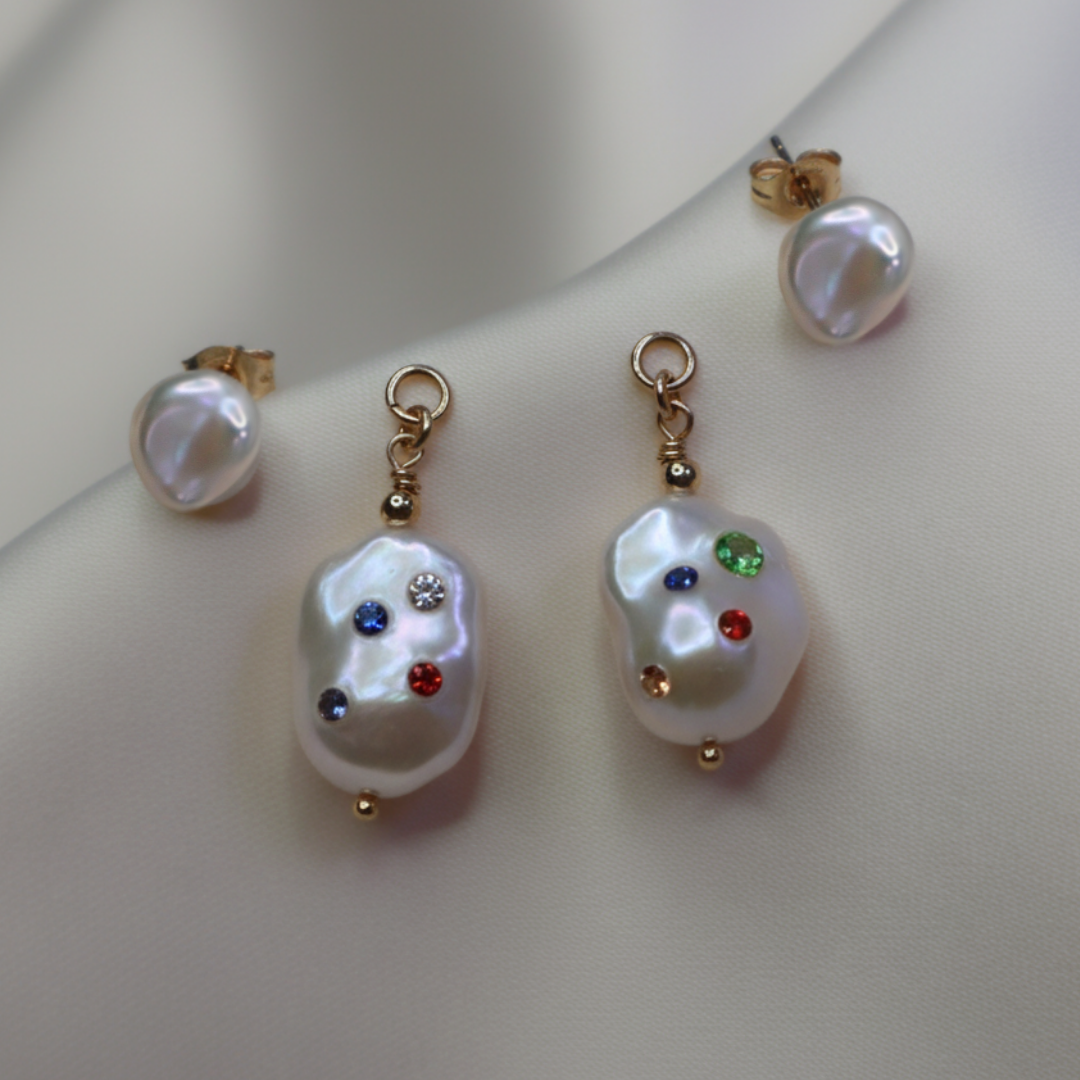 Gemmelle 3 in 1 Convertible Baroque Pearl Earrings