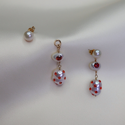 Coraline 3 in 1 Convertible Bejewelled Baroque Pearl Earrings