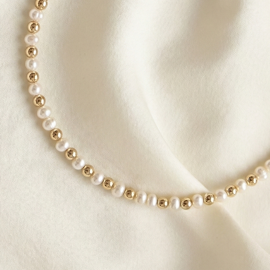 Ruby Beads and Pearls Cluster Necklace