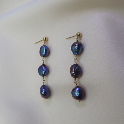 Elara Black Pearl Drop Earrings
