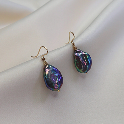 Celeste Black Baroque Pearl Drop Earrings