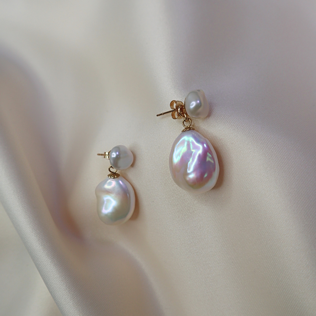 Seraphine 3 in 1 Convertible Baroque Pearl Drop Earrings