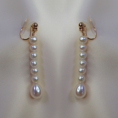 Vivienne Cascade Teardrop Pearl Earrings - Clip On