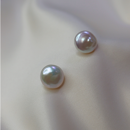 Maya Large Coin Pearl Stud Earrings