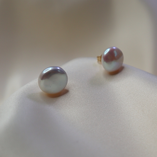 Maya Coin Pearl Stud Earrings