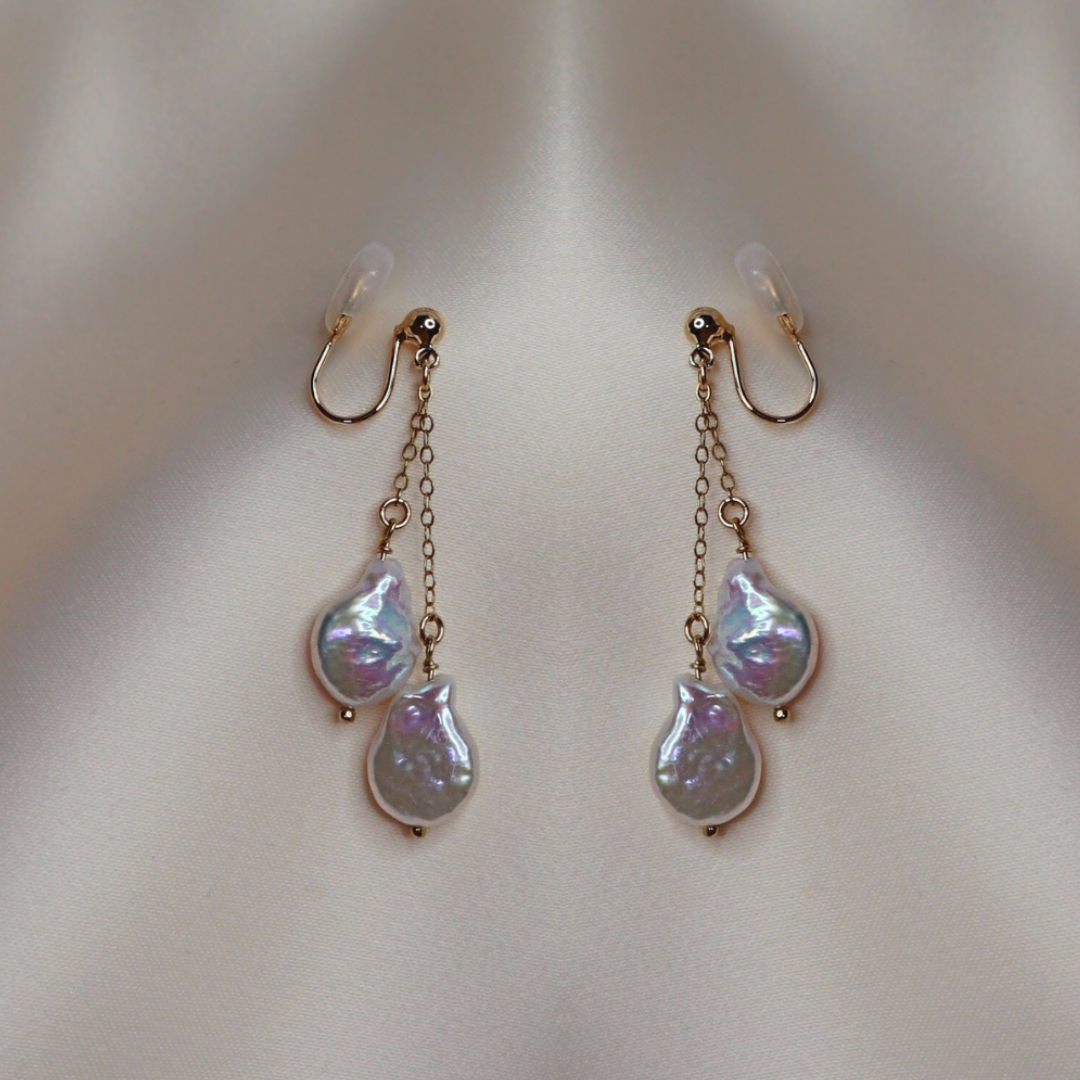 Layla Baroque Pearl Drop Earrings - Clip On