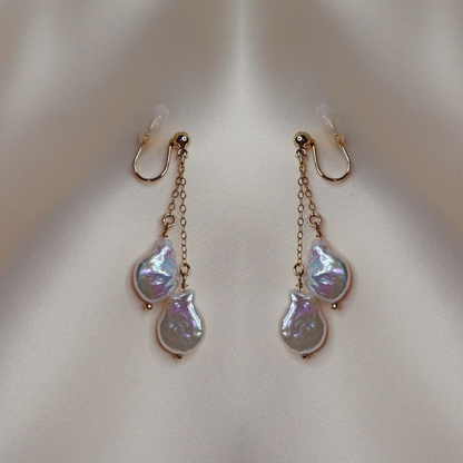 Layla Baroque Pearl Drop Earrings - Clip On