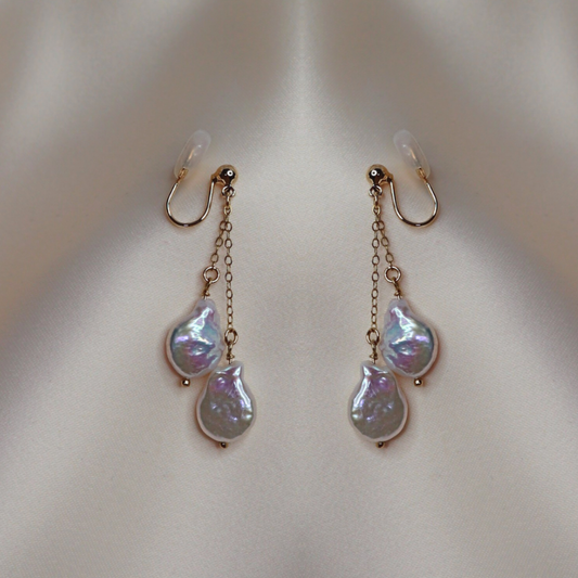 Layla Baroque Pearl Drop Earrings - Clip On