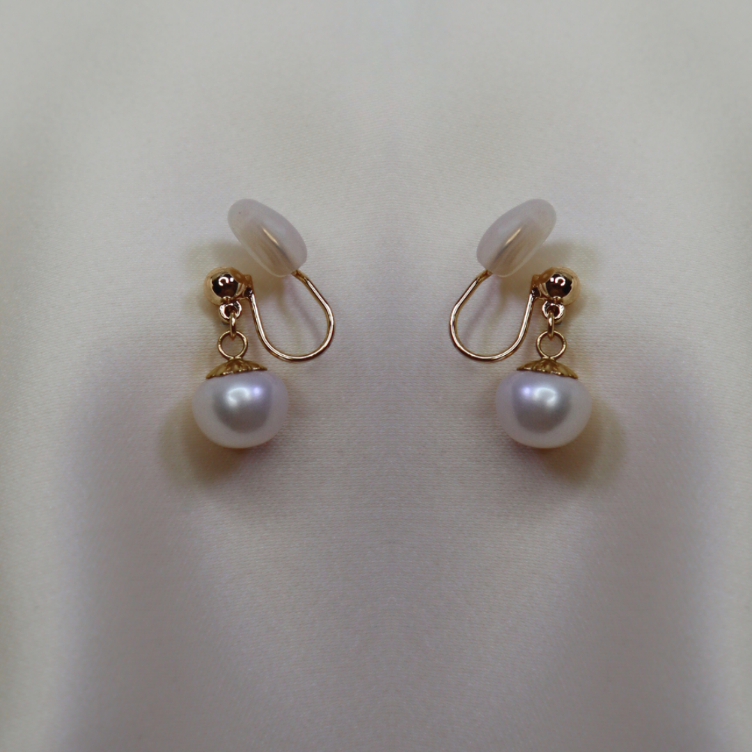 Naomi Drop Pearl Earrings - Clip On