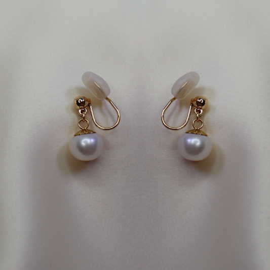 Naomi Drop Pearl Earrings - Clip On