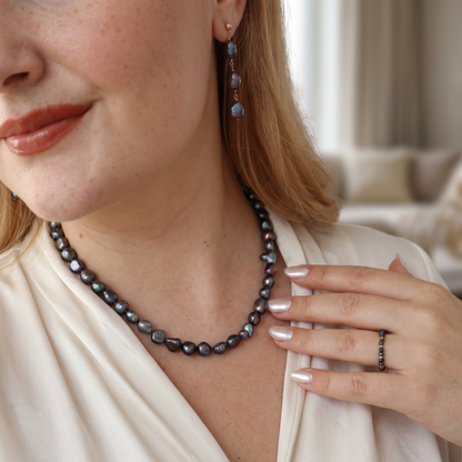Elara Black Baroque Pearl Necklace