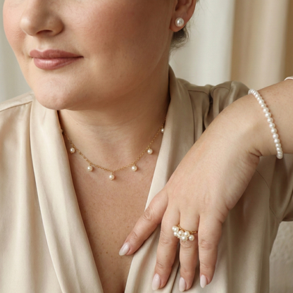 Alba Round Pearl Drops Necklace