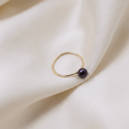 Noa Round Black Pearl Ring