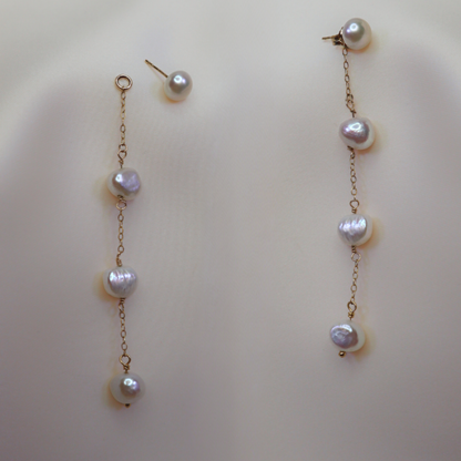 Luna 3 in 1 Convertible Long Baroque Pearl Earrings