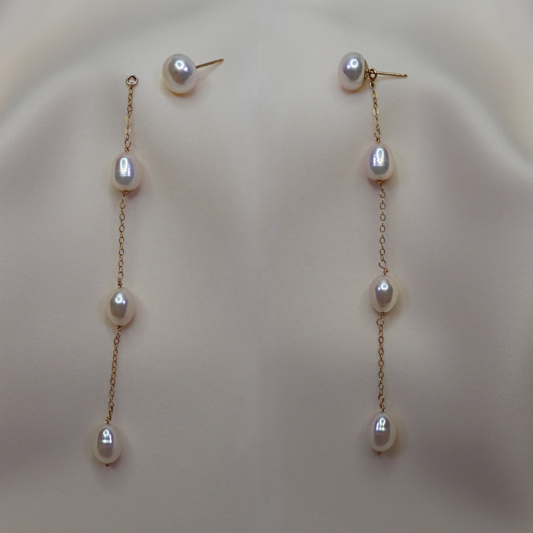 Maria 3 in 1 Convertible Long Pearl Earrings
