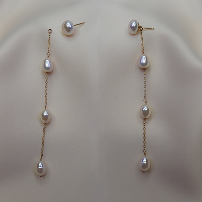 Maria 3 in 1 Convertible Long Pearl Earrings
