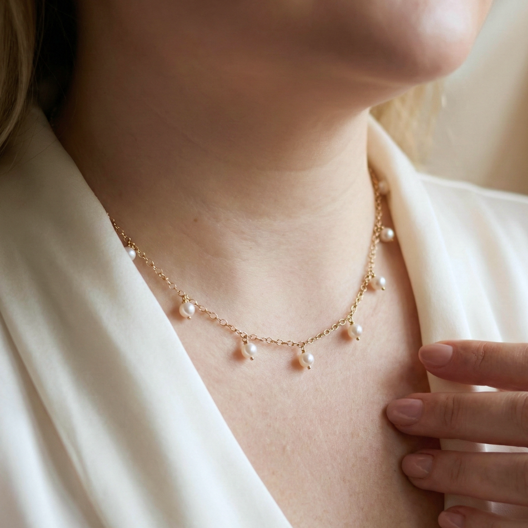 Alba Round Pearl Drops Necklace