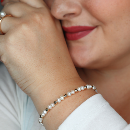 Ruby Pearl and Beads Cluster Bracelet