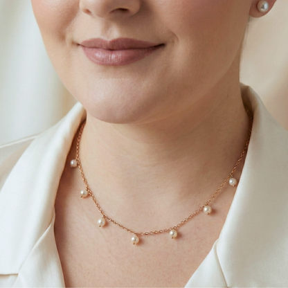 Alba Round Pearl Drops Necklace