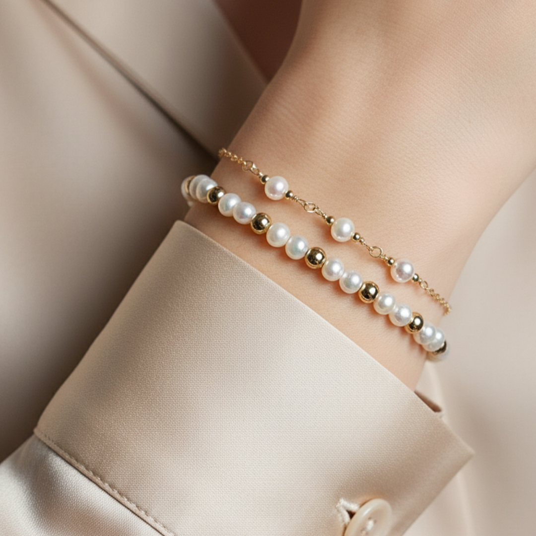 Livia Three Pearl and Beads Bracelet