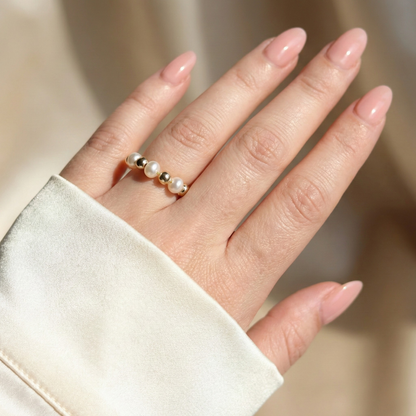 Rose Beads and Pearls Ring