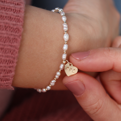 Spark of Love Pearl and Beads Necklace with Personalised Heart Charm