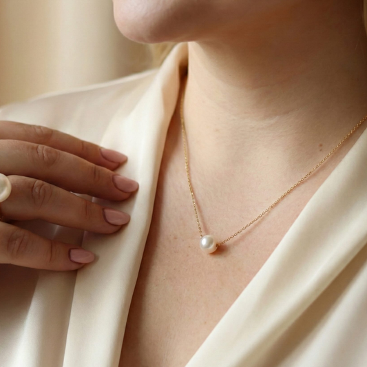 Lily Large Single Round Pearl Necklace