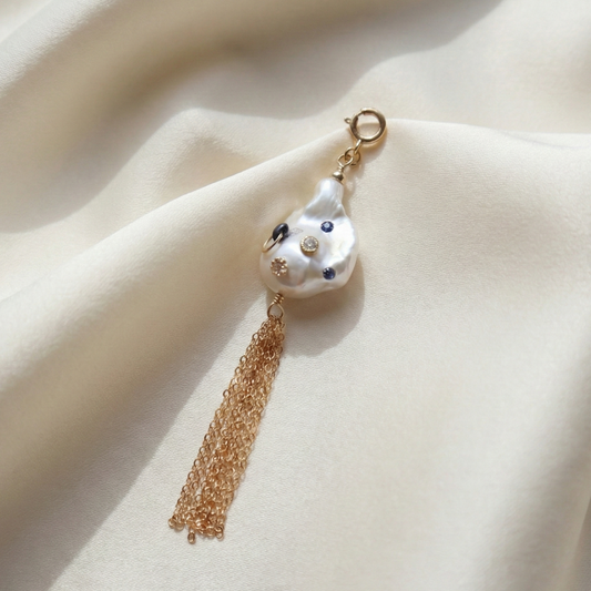 Gemma Baroque Tassel Bejeweled Pearl Charm with Clasp