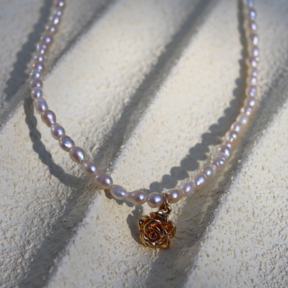 Rose Dew - Baroque Pearls with a Delicate Rose Charm