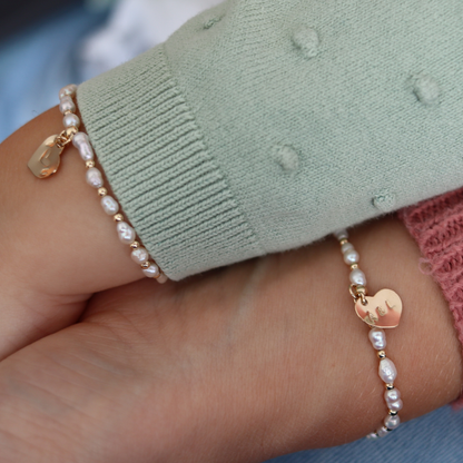 Spark of Love Pearl and Beads Bracelet with Personalised Heart Charm